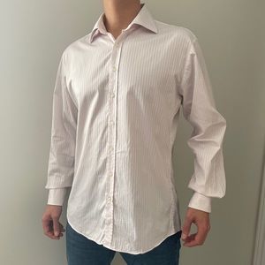 Thomas Pink ‘Made in Tunisia’ Striped Pink Formal Dress Shirt